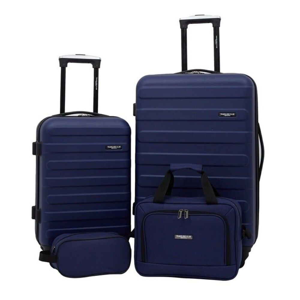 $299 Travelers Club Navy ABS Austin 4 Piece Hardside Luggage Suitcase Travel Bag